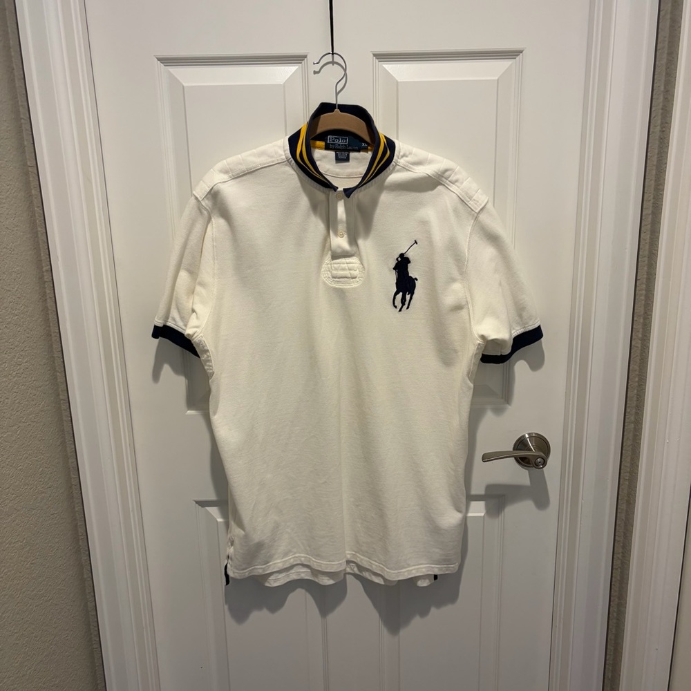 Ralph Lauren Cream Polo with Navy and Yellow Trim